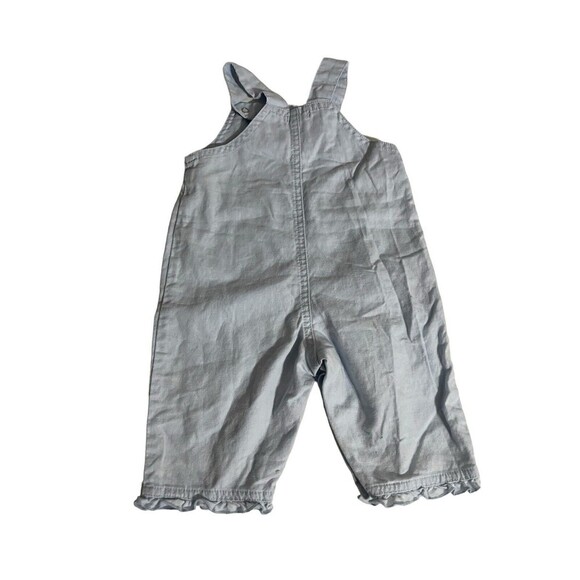Carter s Light Blue Linen Blend Overalls Floral Girl Size Medium 6 Months Baby - Picture 3 of 16